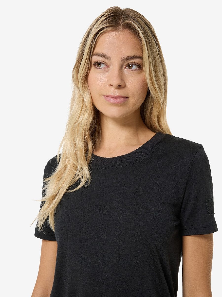 SUPER.NATURAL T-Shirt für Damen, Merino CASUAL RIB BIO J TEE casual, gerippter Kragen