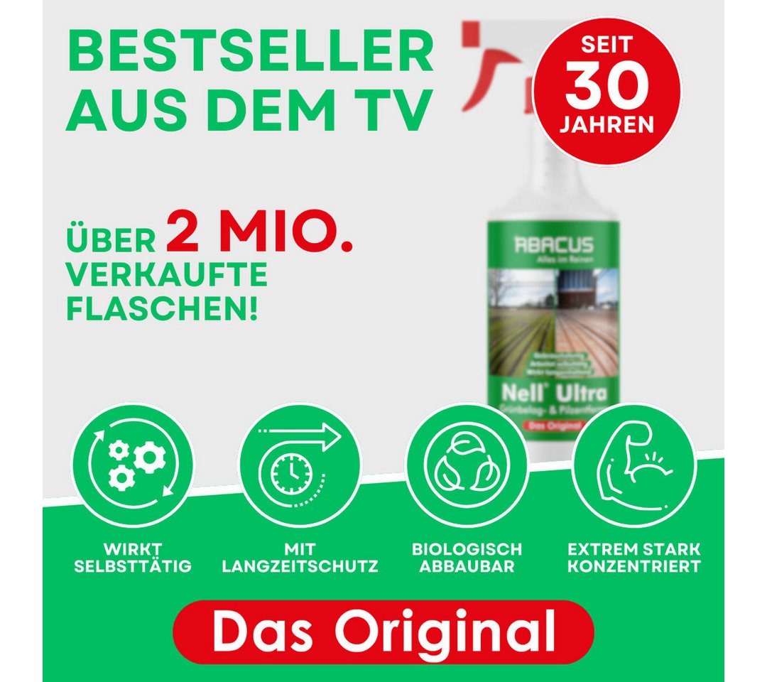 Thumbnail - ABACUS Nell Ultra Algenentferner, Grünbelagentferner, Flechtenentferner Grünbelagentferner (Bekannt aus QVC, [- Ergiebig...