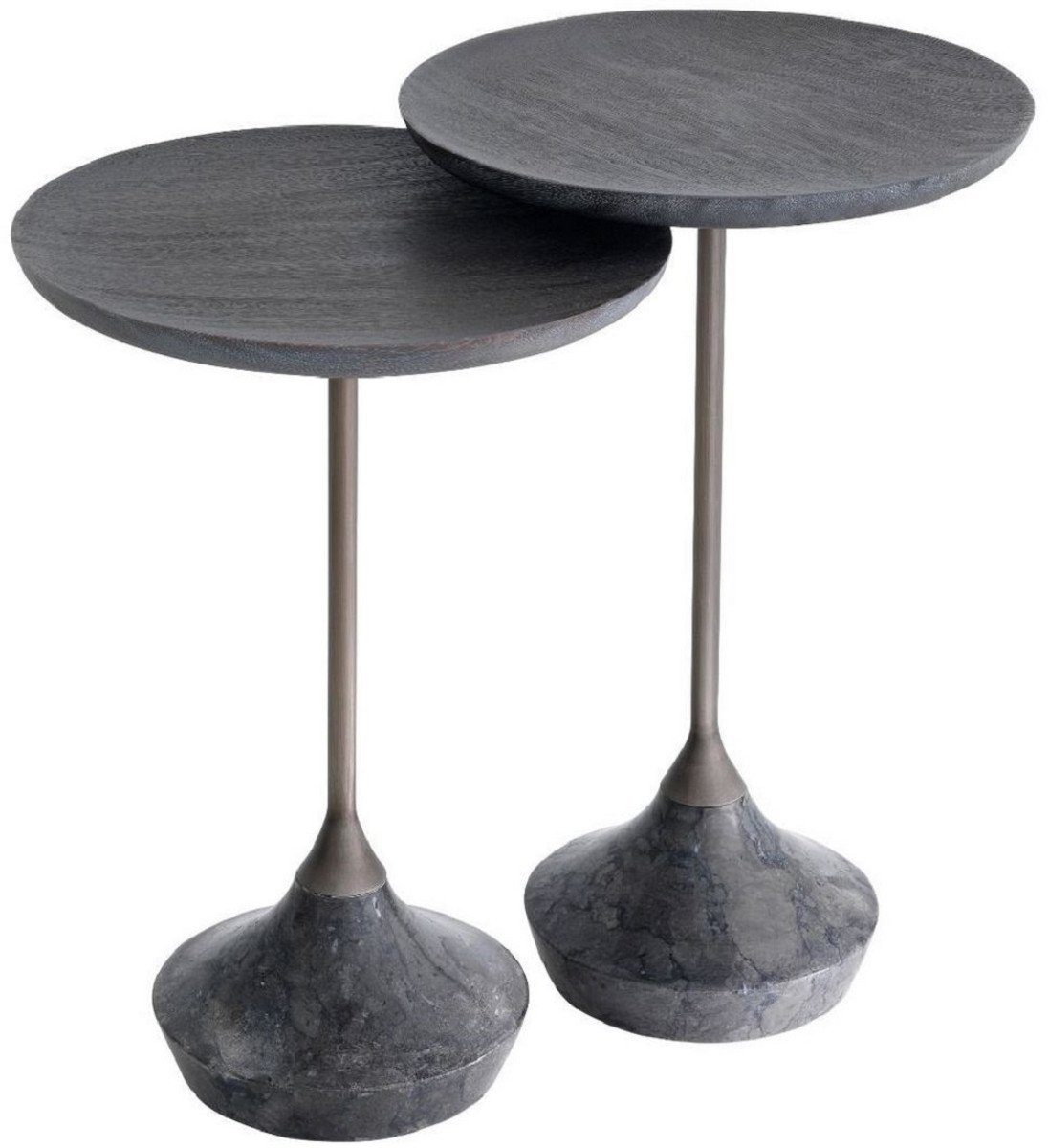 Set Tische Grau cm Marmor 35 Luxus Möbel Beistelltisch Ø / Beistelltisch Luxus - Padrino Runde Bronze Casa -