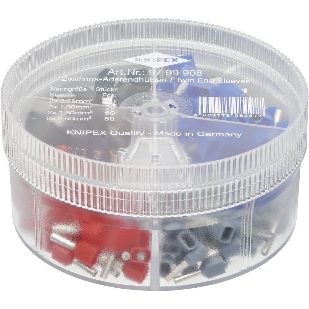 Knipex Aderendhülsen Knipex 97 99 908 Zwillings-Aderendhülsen-Меню 0.75 mm², 1 mm², 1., 97 99 908