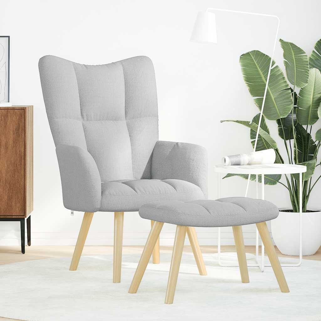 vidaXL Sessel Relaxsessel mit Fußhocker Wolkengrauer Stoff (1-St) günstig online kaufen