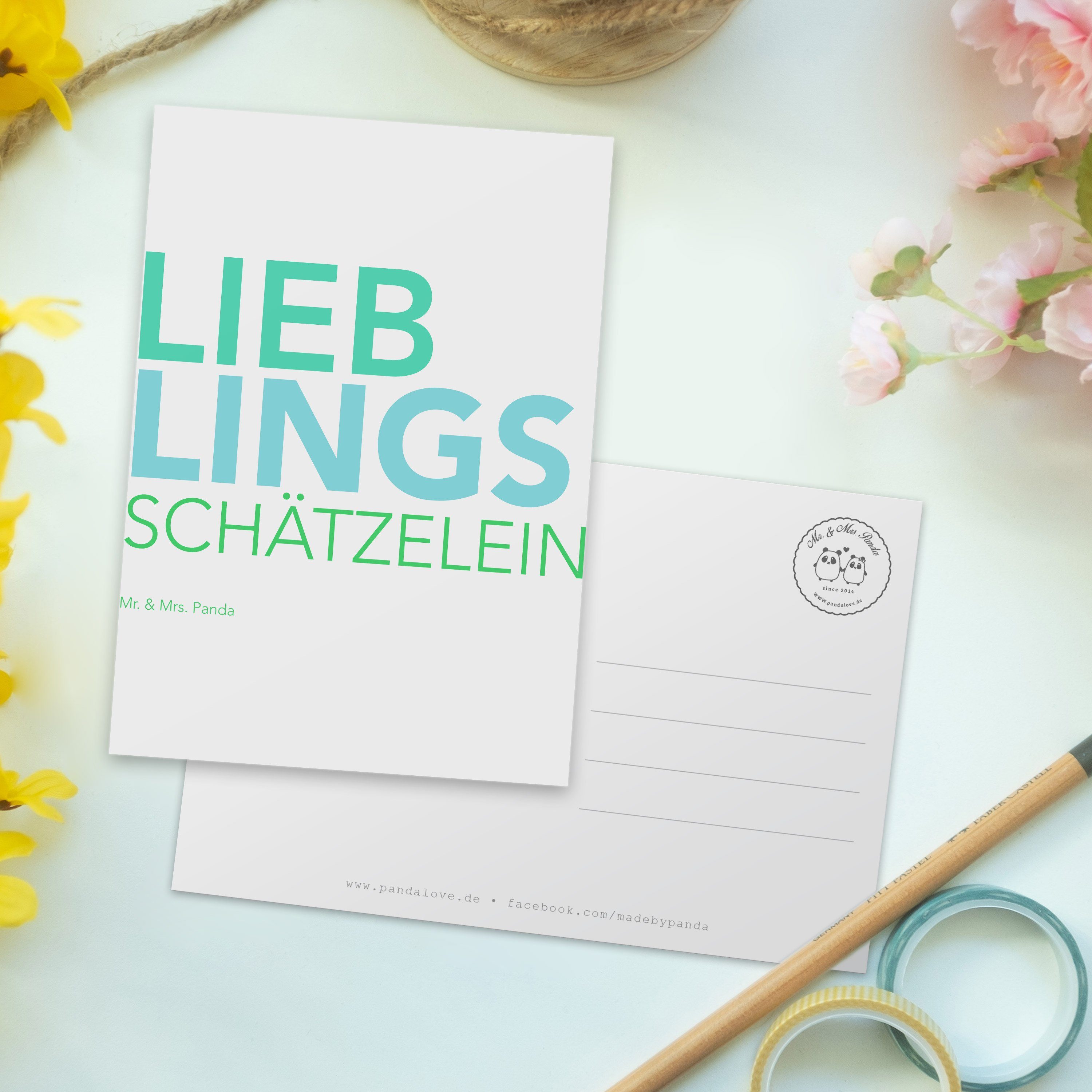 Einladung, Panda Schätzelein Schatzi, - Ehefrau, & Frau, Postkarte Mrs. - Weiß Mr. Geschenk, Geb