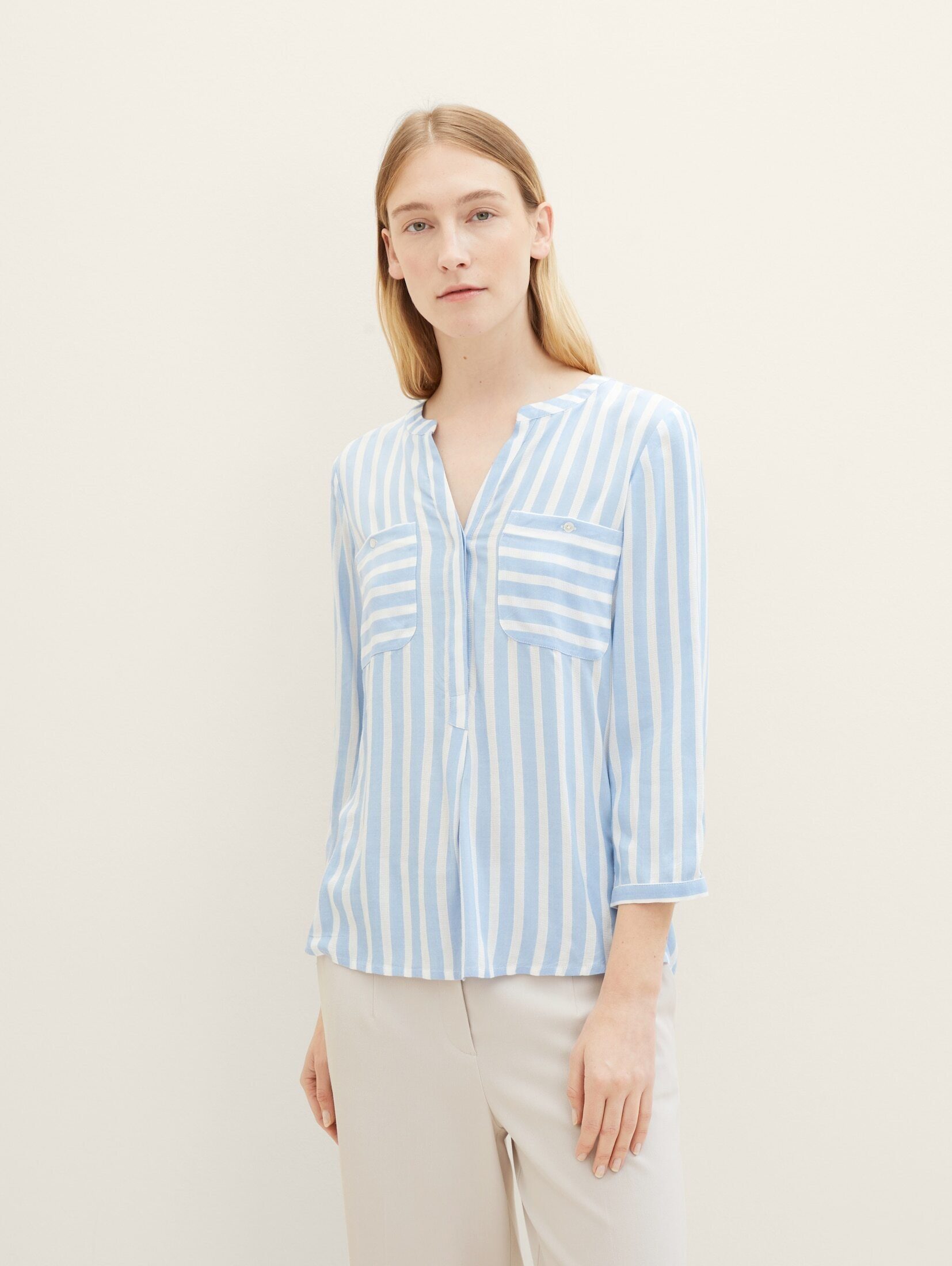 TOM TAILOR Langarmbluse Blusen & Shirts Bluse mit Streifenmuster günstig online kaufen