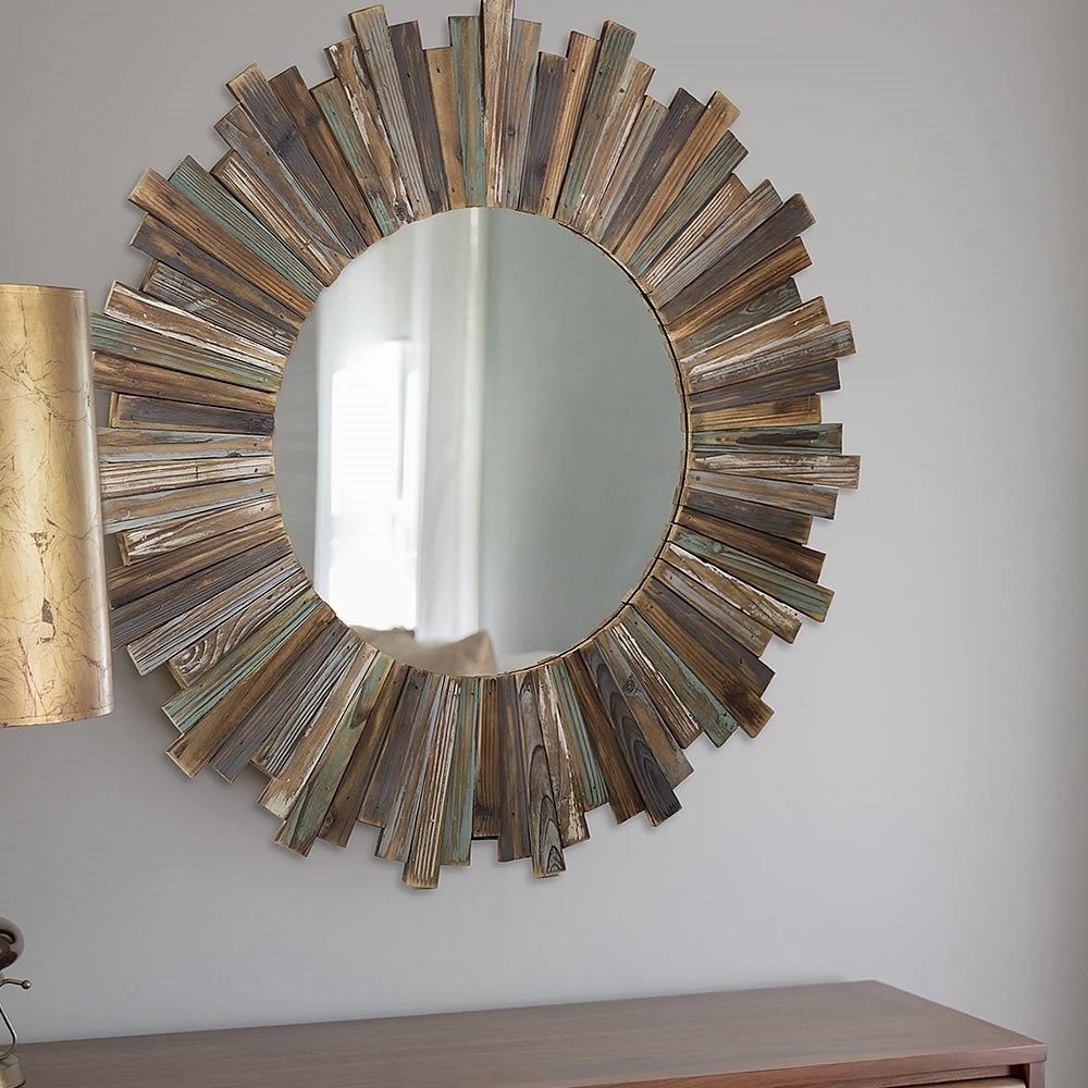 Melko Wandspiegel Dekospiegel 90 CM Holz günstig online kaufen