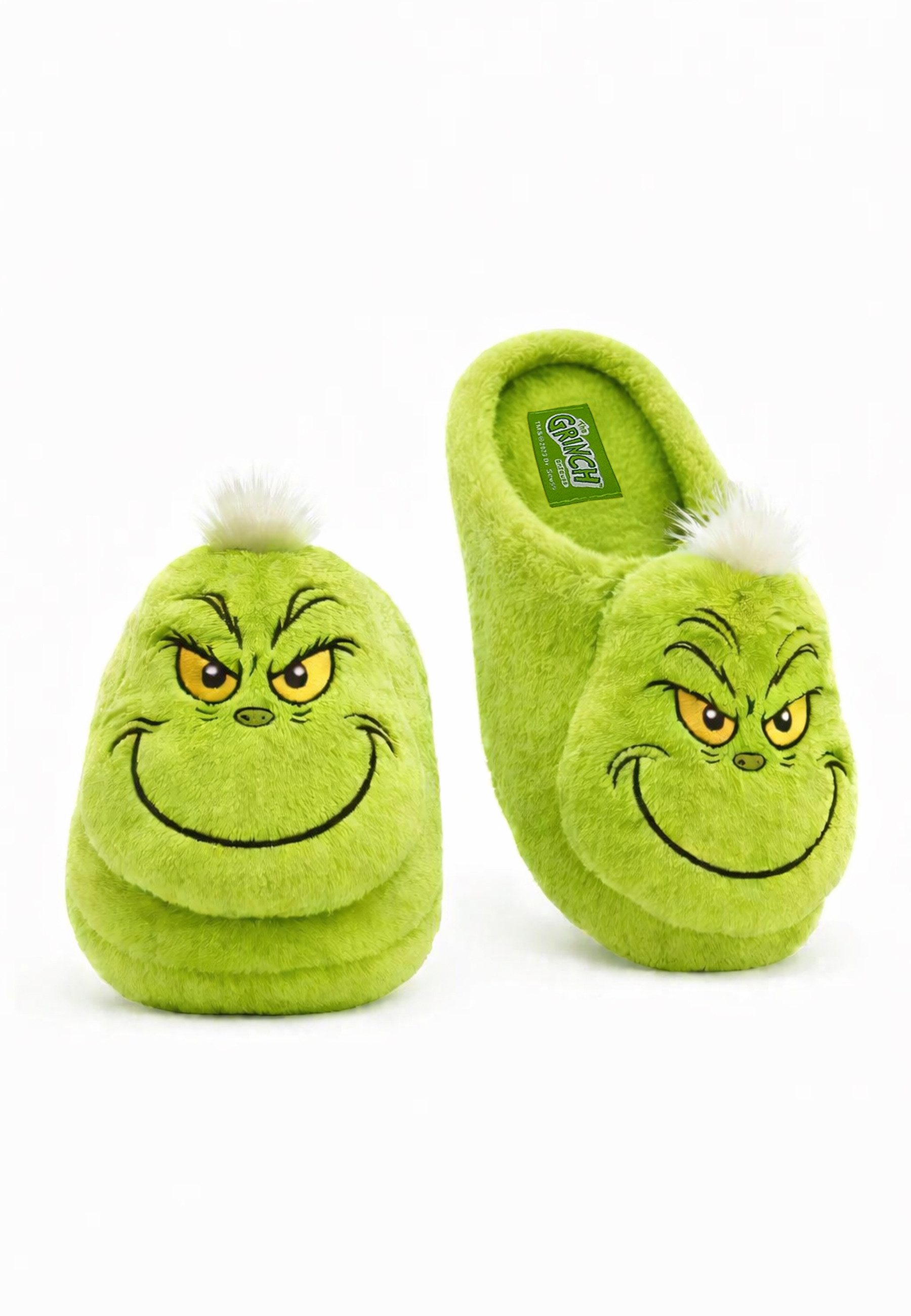 ONOMATO! Grinch Hausschuhe 3D Plüsch Pantoffeln mit fester Sohle Plüsch Hausschuhe