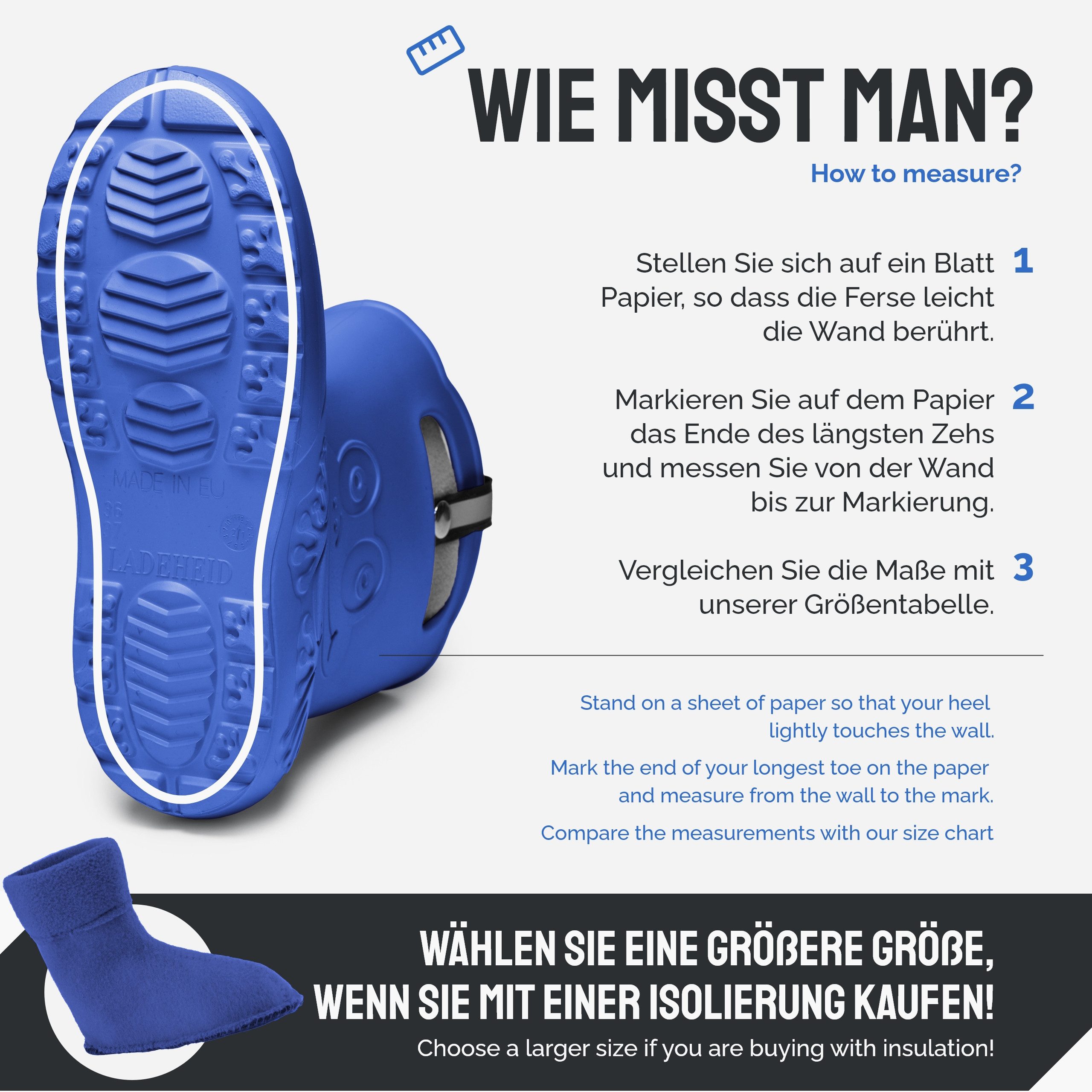 Ladeheid EVA Regenstiefel LA-CA-12 federleichte Regenschuhe Damen Gummistiefel mit herausnehmbares Innenfutter