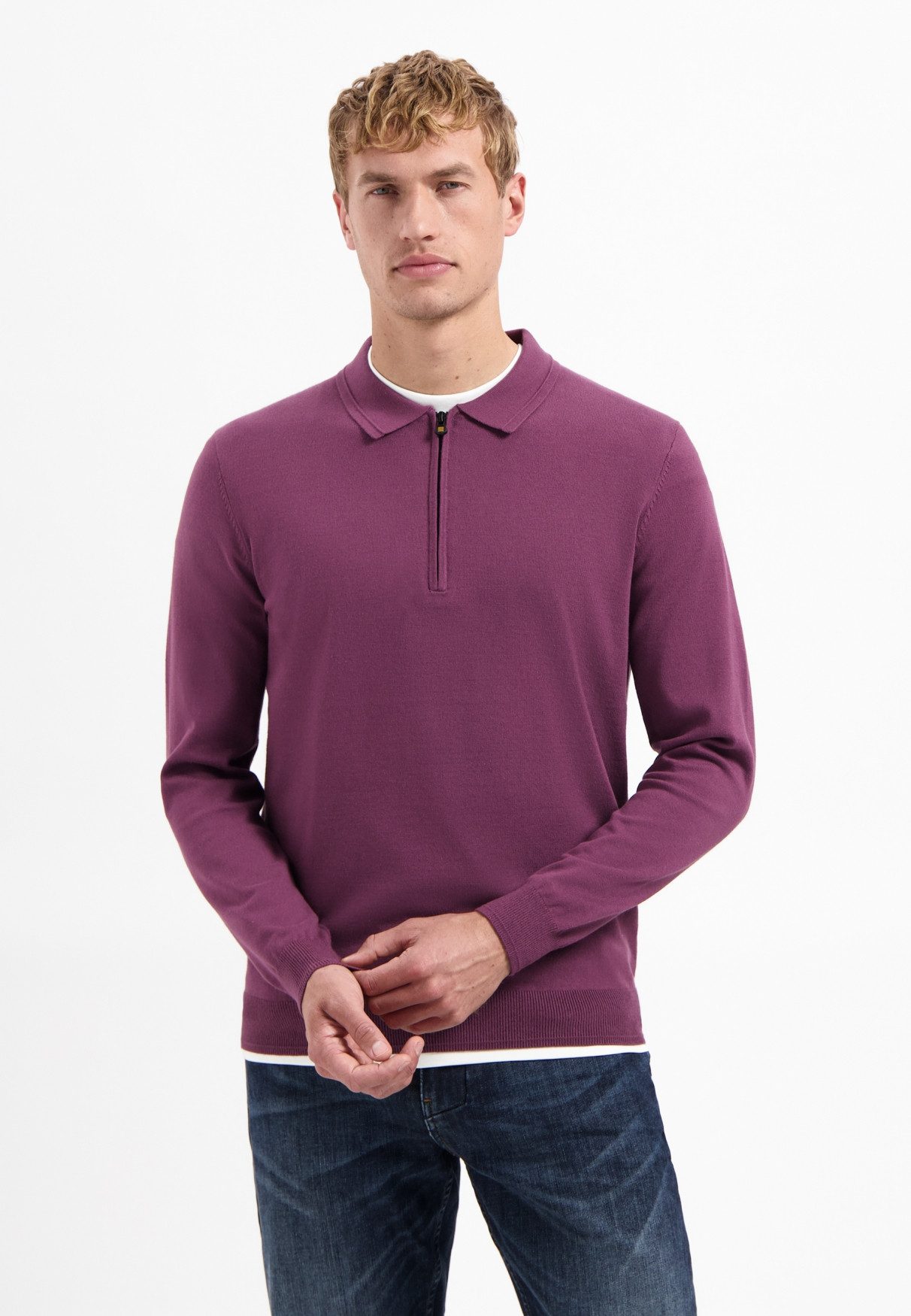 NO EXCESS Strickpullover Pullover Polo Zip