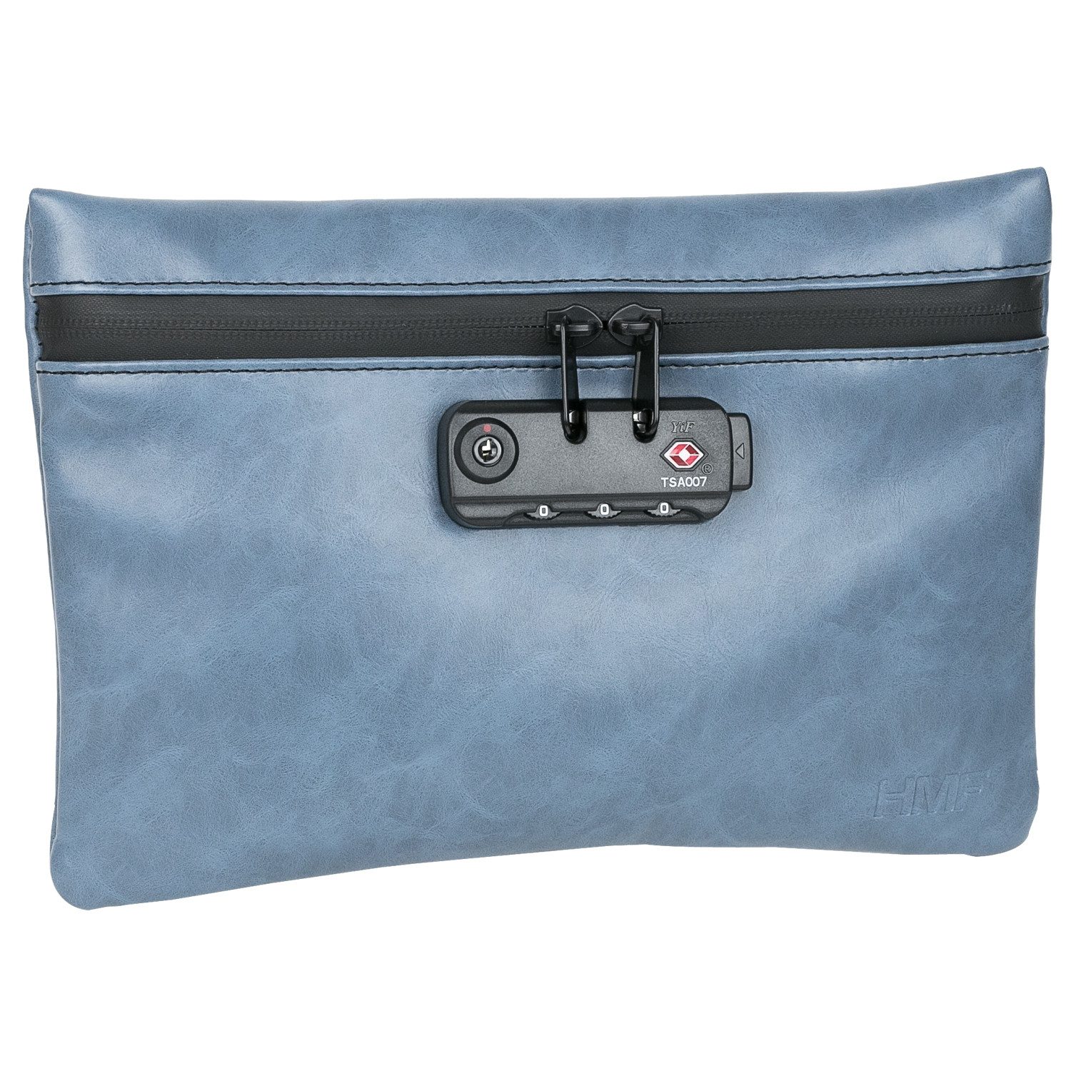 HMF Сумка для лечения Geruchsdichte Tabaktasche mit TSA Zahlenschloss für Reisen, Размер M, Kunstleder, Blau