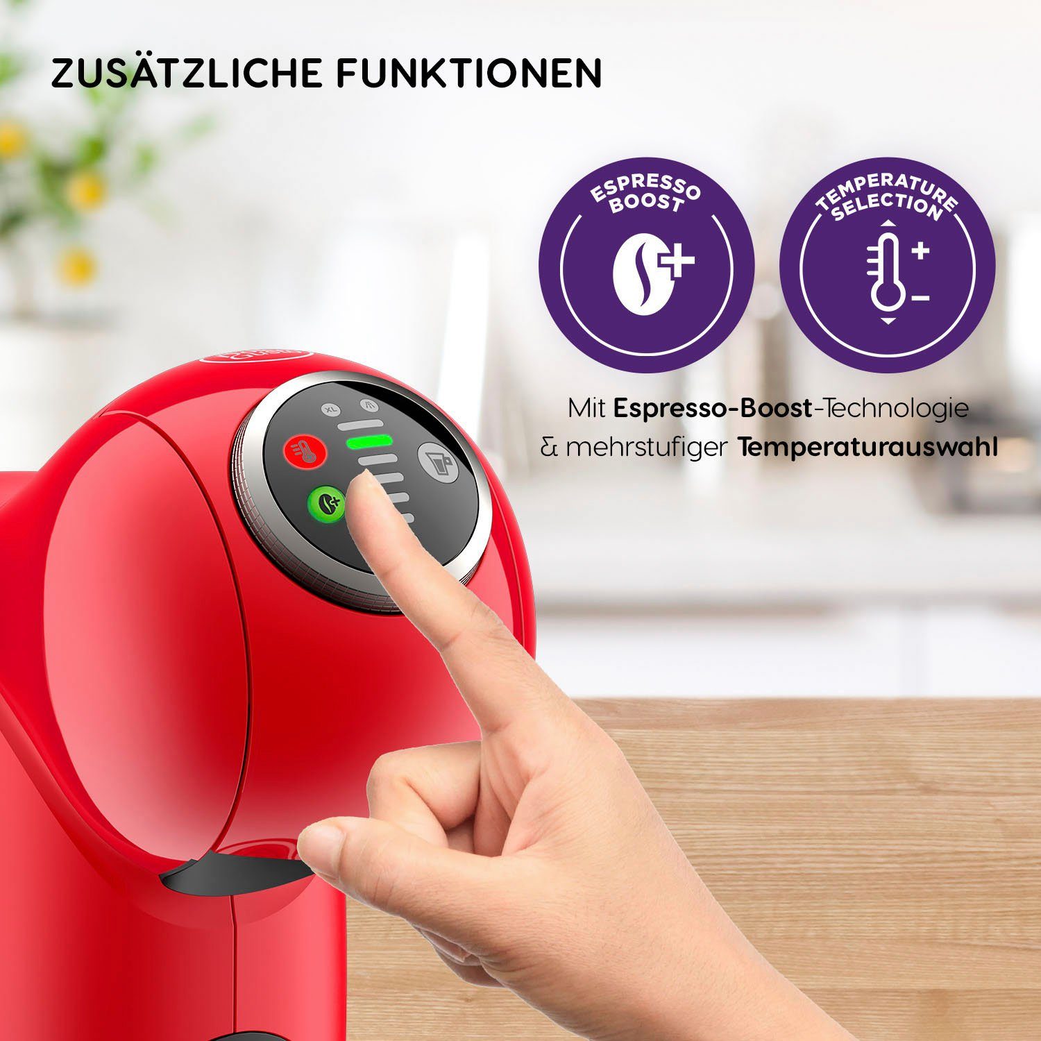 NESCAFÉ® Dolce Gusto® Plus, Temperaturwahl, 0,8 Kapselmaschine automatische Wassertank KP3405 Abschaltung, Liter Genio S