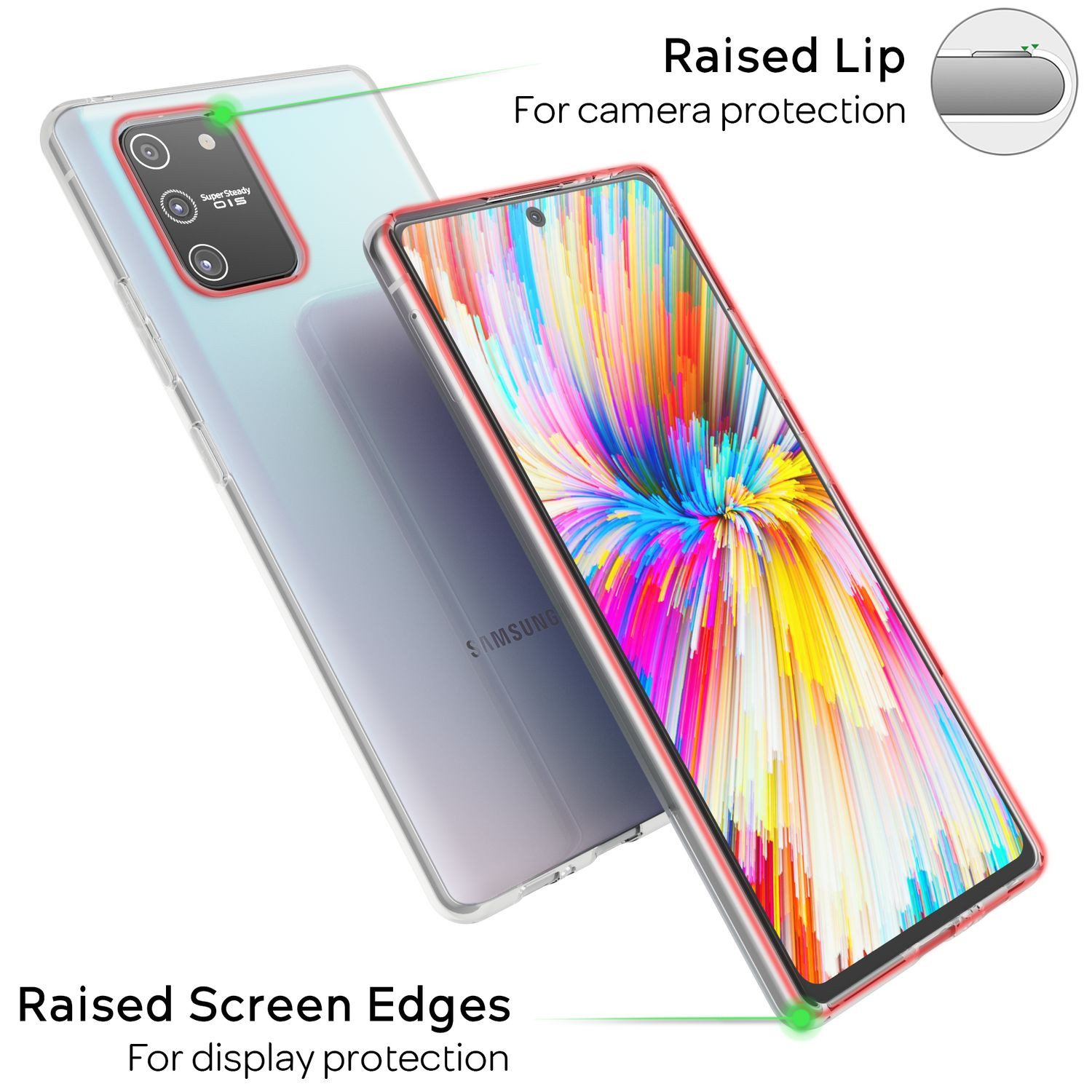 Nalia Smartphone-Hülle Samsung Galaxy S10 Lite 17 cm (6,7 Zoll), GLAZE Case - Transparentes Silikon, Anti-Watermark & Schlank