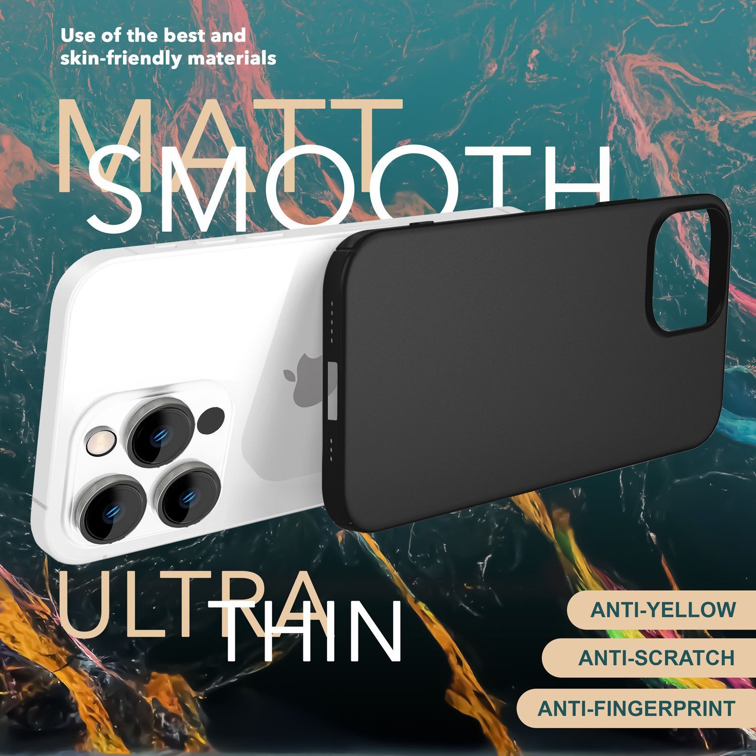 Nalia Smartphone-Hülle Apple iPhone 15 Pro Max 17 cm (6,7 Zoll), Ultra Dünne Hülle / Matt Hardcase / 0,5mm Slim-Fit / Anti-Fingerprint