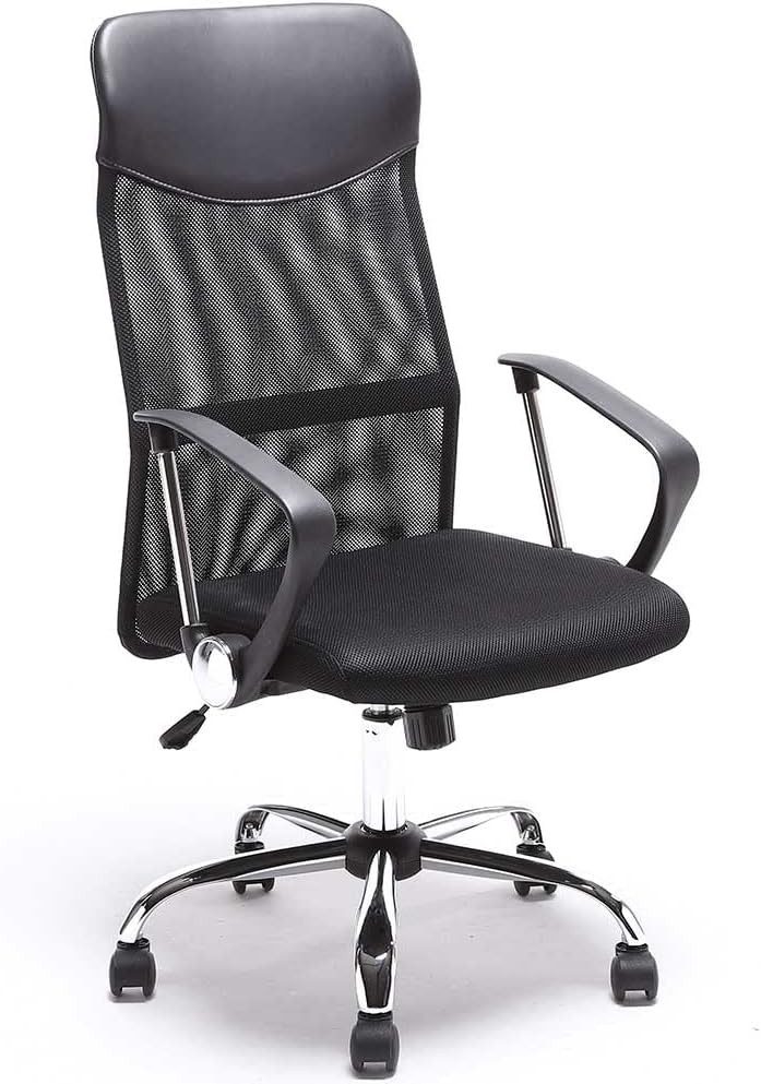 GarveeMore Bürostuhl ergonomischer Stuhl,Schreibtischstuhl Atmungsaktiver Netzbezug, höhenverstellbar,Chefsessel mit leise Rollen,Computerstuhl Schwarz