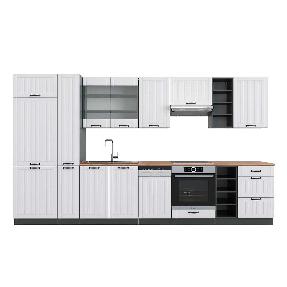 Vicco Küchenzeile Fame-Line, Weiß Landhaus/Anthrazit, 355 günstig online kaufen
