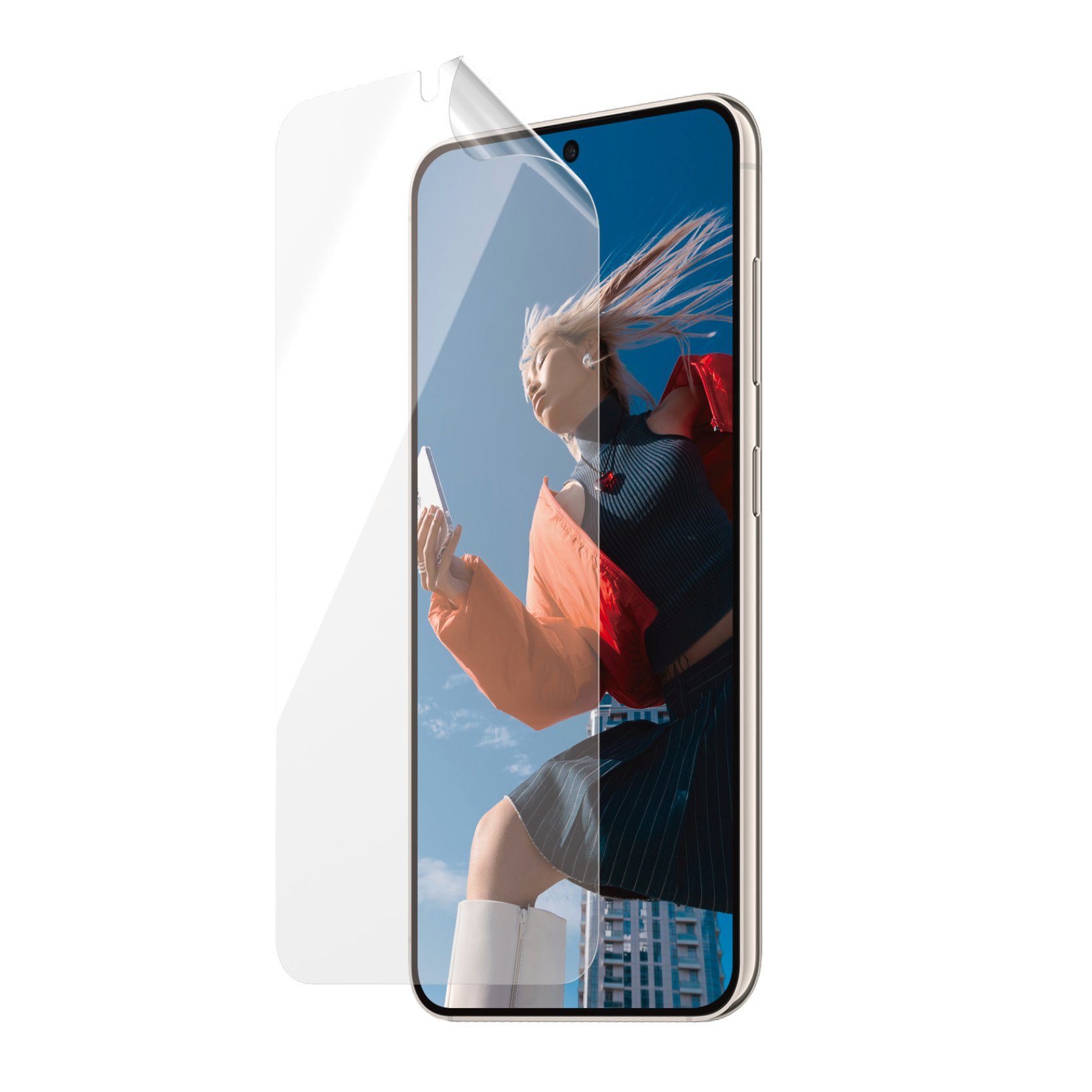 PanzerGlass Displayschutzfolie Matrix Ultra Wide Fit Screen Protector für Samsung Galaxy S24, Displayschutz, stoßfest, kratzbeständig