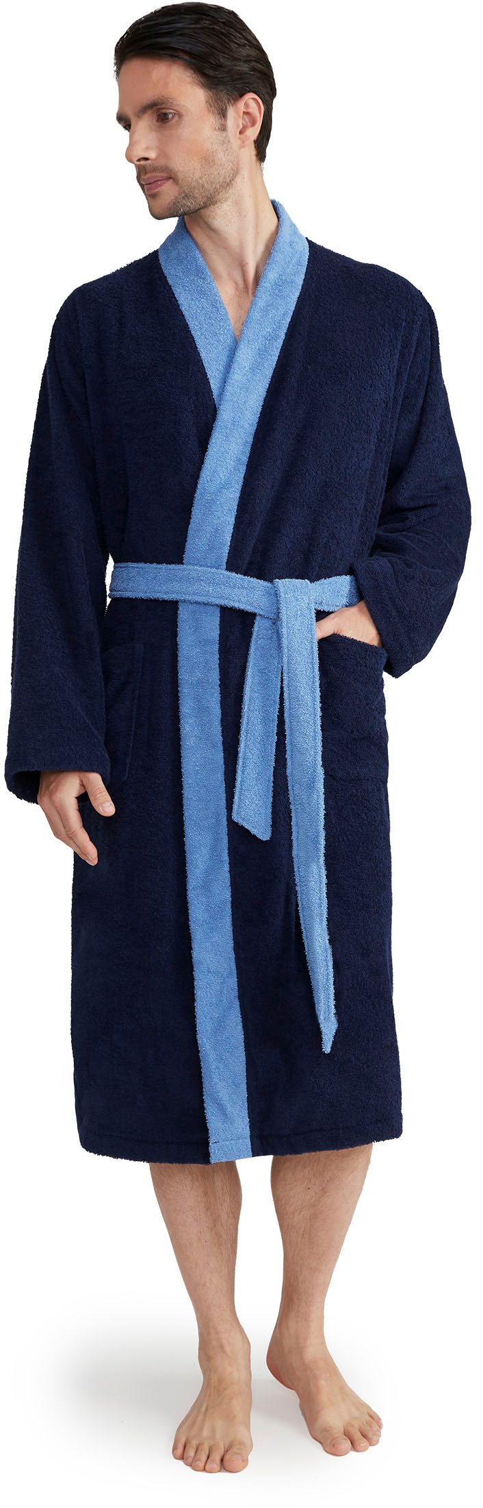 Möve Unisex-Bademantel Superwuschel Kimono mit Blende, Langform, Walkfrottier, Kimono-Kragen, Gürtel, ideal für Sauna & Spa, Hotelbademantel – Bild 5 von 5