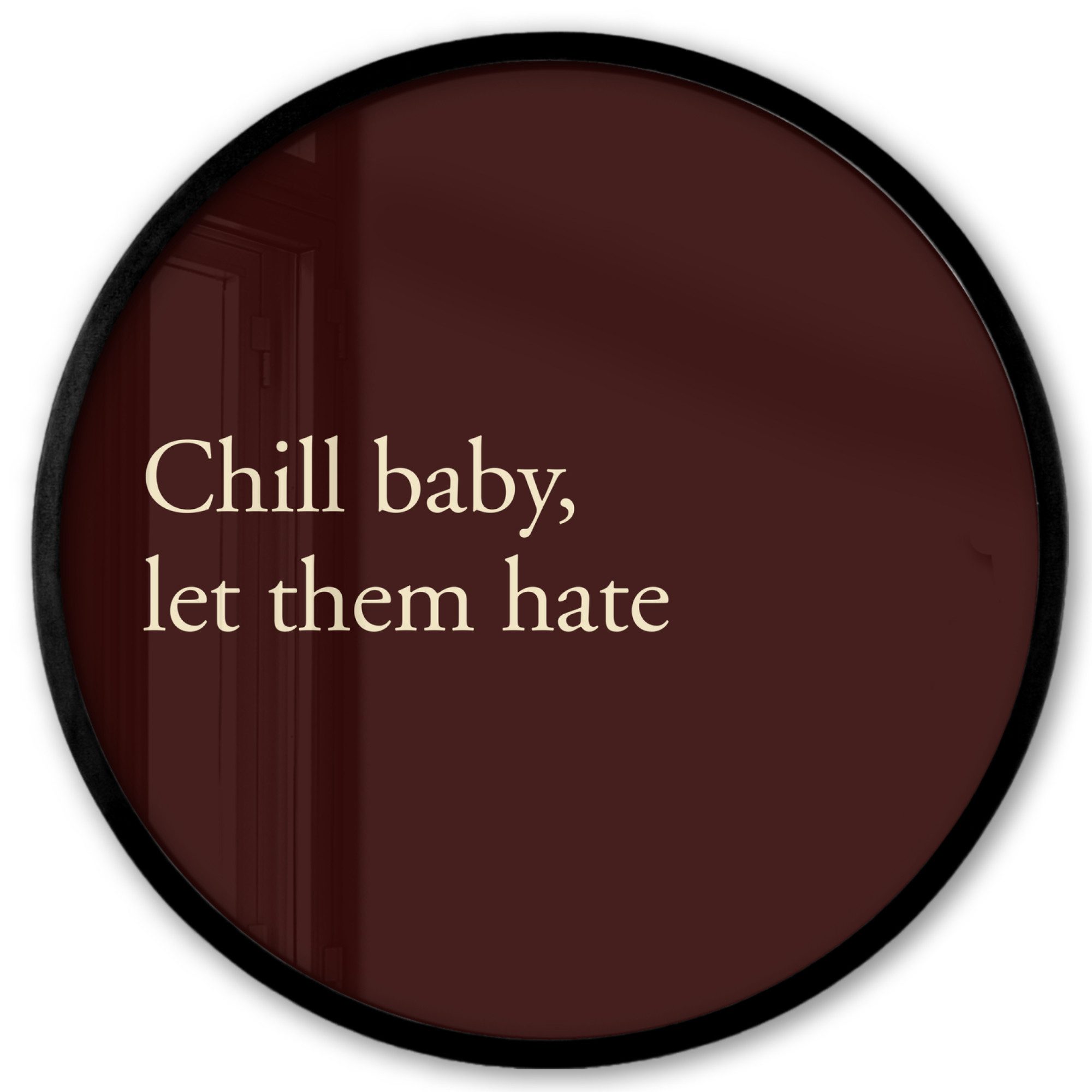 MuchoWow Poster Rund - Text - Rot - Minimalistisch, (1 St), Runde Wandbilder, Deko für Wohnzimmer und Schlafzimmer, 40x40 cm