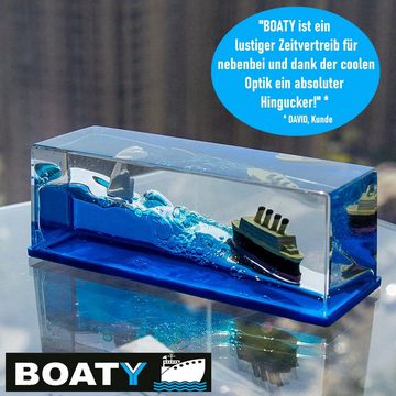 MAVURA Deko-Glas BOATY Das unsinkbare Schiff - Schüttelkugel Deko Titanic Boot Glas (Schneekugel Glaskugel), Kristallglas Kugel Geschenk Schreibtischdeko Dekoration