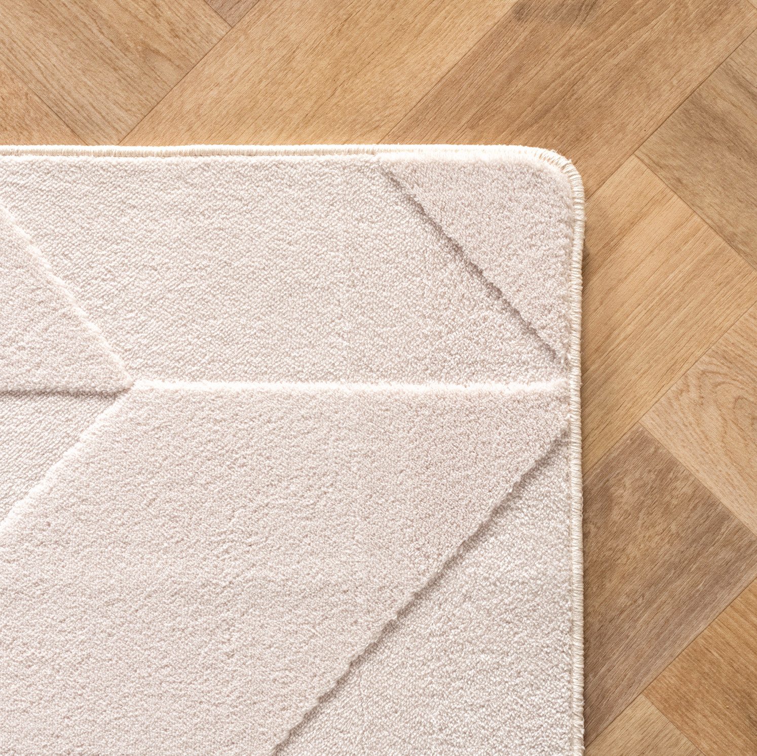 Jimri Teppich COSY - Skandinavischer Boho Geometrisch Modernerteppich Unifarben, Rechteckig, Höhe: 12 mm, Hoch-Tief-Effekt, Kurzflor – Bild 3 von 5