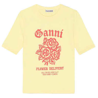 GANNI T-Shirt T-Shirt FLOWER FITTED aus Baumwolle