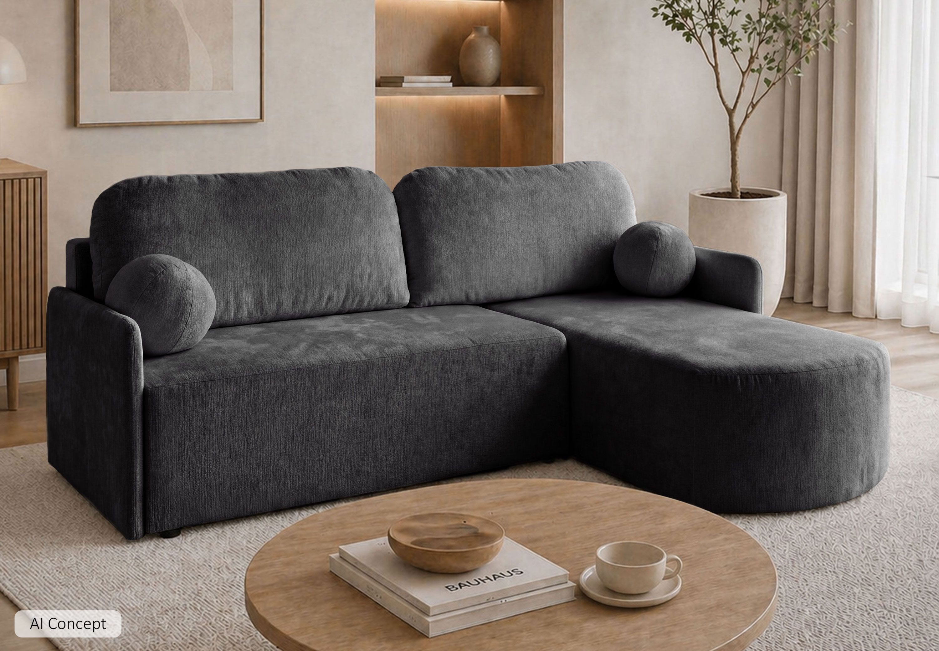 Lookway Ecksofa BLISS mit Schlaffunktion und Bettkaste, 212x160x95 cm