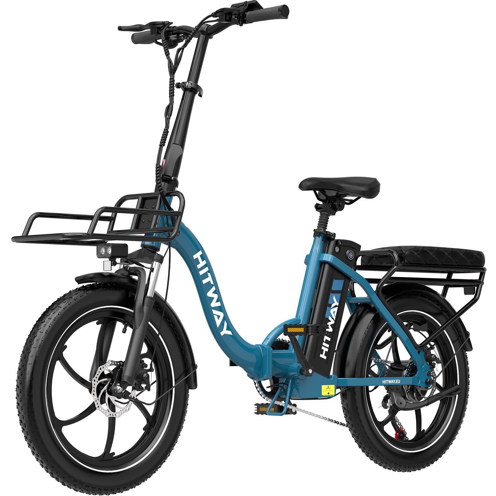 HITWAY E-Bike Klapprad 20*3,0 Zoll Elektrofahrrad 36V15,6Ah Akku bis zu 150km Reichweite, 7 Gang shimano, Kettenschaltung, 250W Heckmotor, 561,6 Wh, Klappfahrrad E Mountainbike mit APP Funktion für Damen u. Herren
