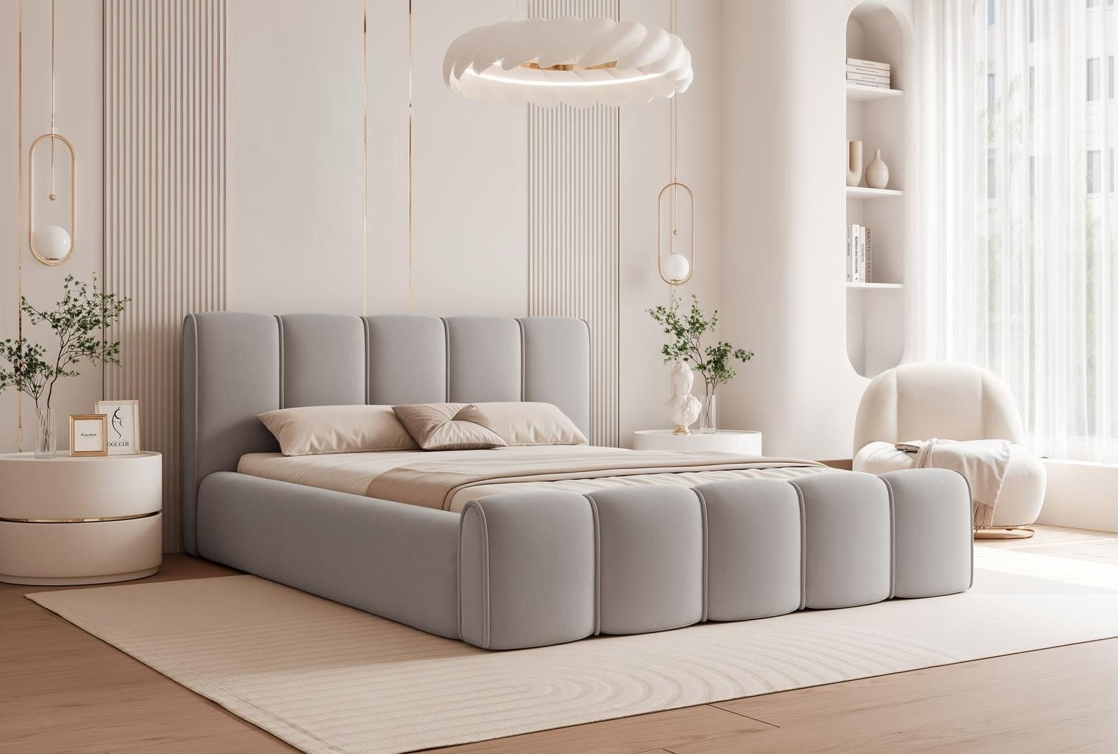 Compleo Polsterbett HERME Gepolstertes Kopfteil, Bubble Design, Designerbett