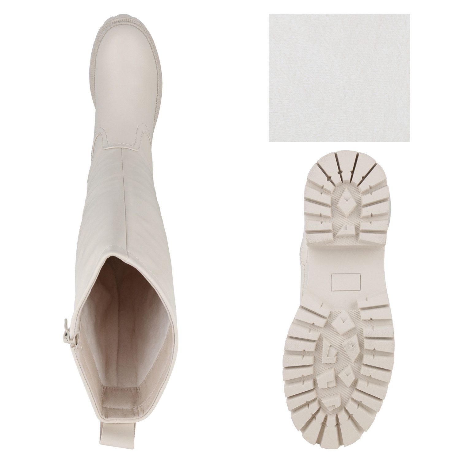 VAN HILL 839544 Plateaustiefel Damen Leicht Gefütterte Plateaustiefel Stiefel Profil-Sohle