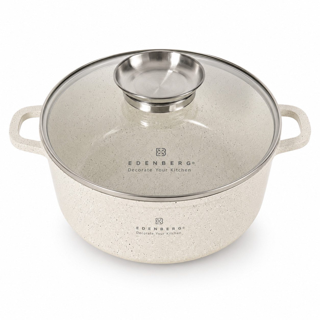 Edenberg Topf-Set Hochwertige beige Kochtöpfe mit langlebiger Steinbeschichtung, Keramik, Aluminium, Edelstahl, Aluminiumguss (2-tlg) – Bild 4 von 5