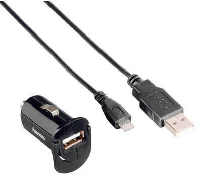 Hama KFZ Lader USB Picco Ladegerät Micro-USB-Kabel 12V Smartphone-Ladegerät (Flach, passend für PKW-Bordnetz)