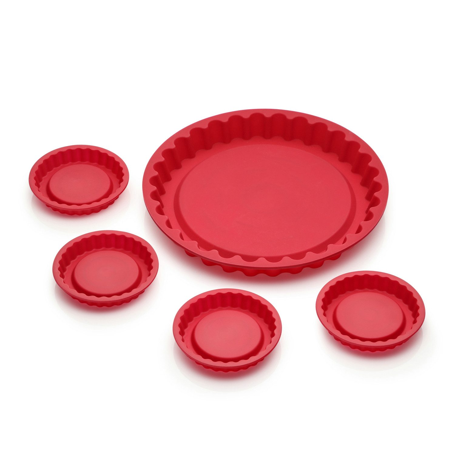 Coolinato Backform Coolinato Silikon Tarteform 5tlg. ROT, inkl. Rezepte, (5-tlg)