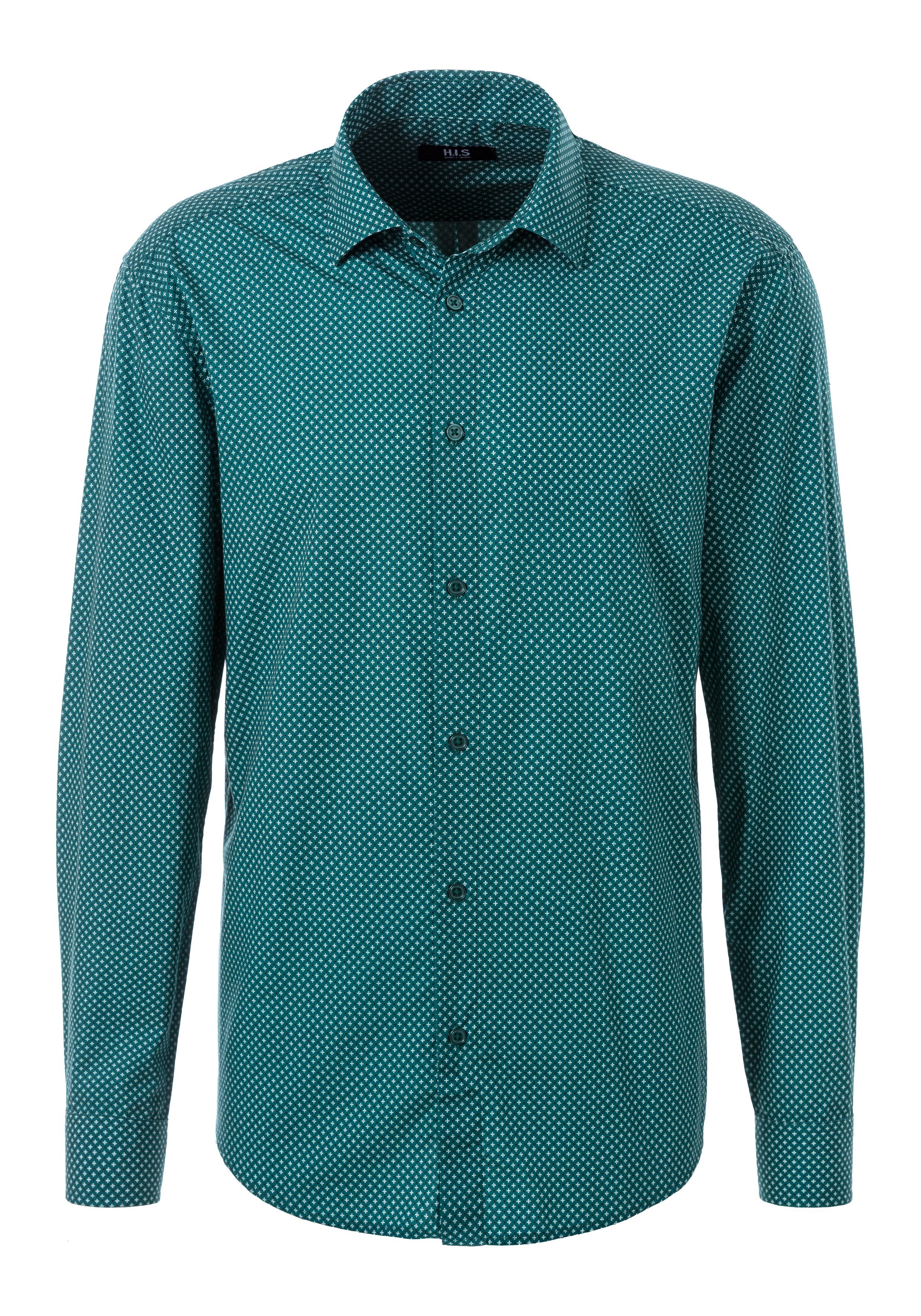 H.I.S Langarmhemd Regular fit mit Haifischkragen und allover Print aus reiner Baumwolle. € 34,99