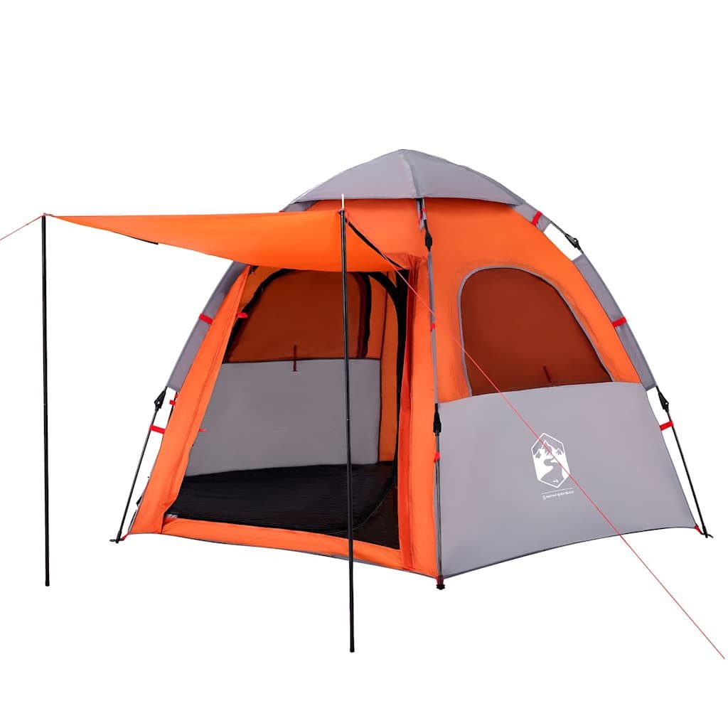 vidaXL Kuppelzelt Campingzelt 4 Personen Grau und Orange Quick Release, (1 tlg)