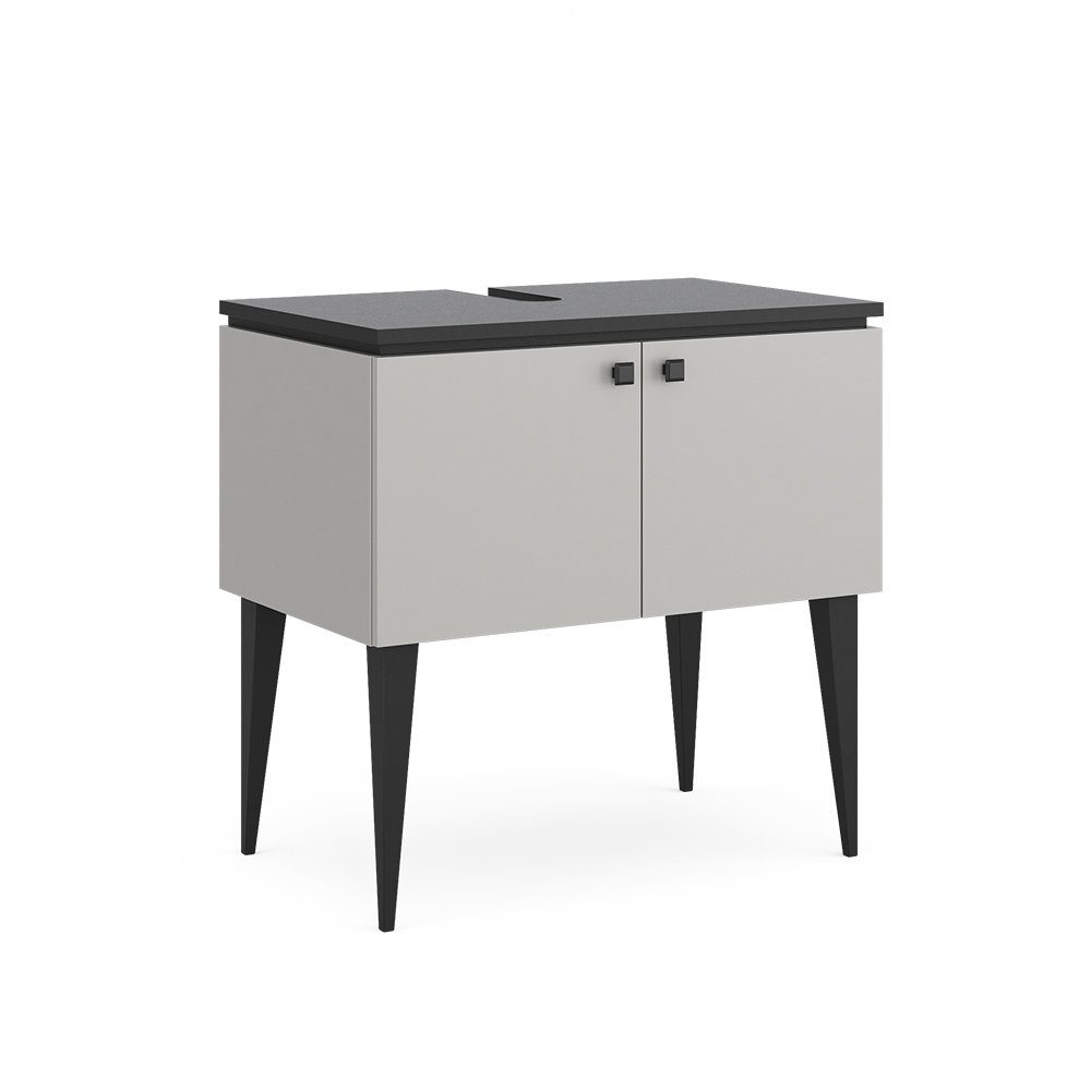 Vicco Waschbeckenunterschrank Gerta Grau/Schwarz 80 x 79 cm mit Türen günstig online kaufen