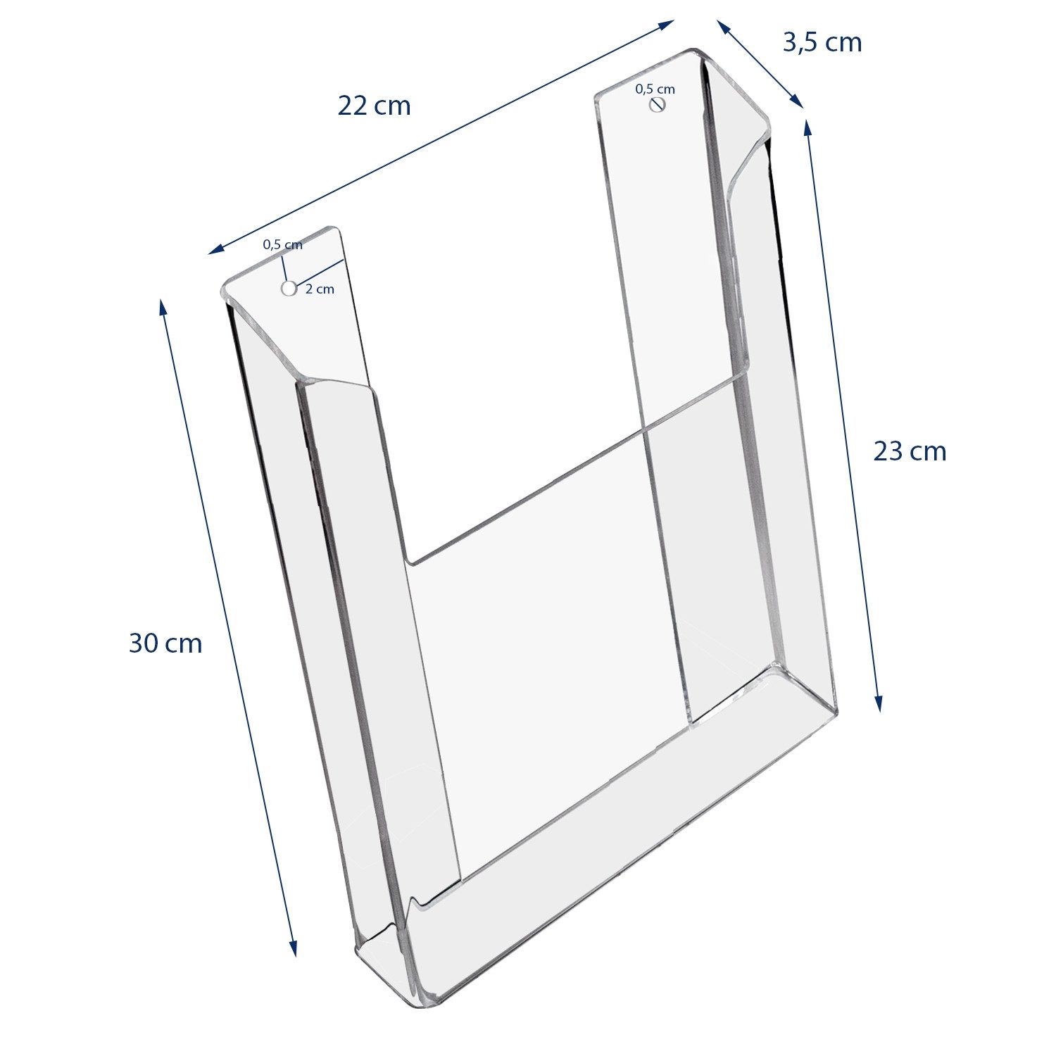 HMF Zeitungsständer Wand Prospekthalter aus Acryl, DIN A4 Hochformat (1 St), Flyerhalter 22 x 30,5 x 3,5 cm, Transparent
