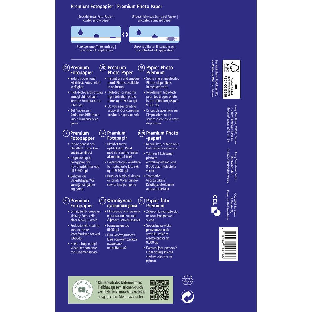 Avery Zweckform Fotopapier Avery-Zweckform Premium Photo Paper Inkjet C2550-50 Fotopapier 10 x 15