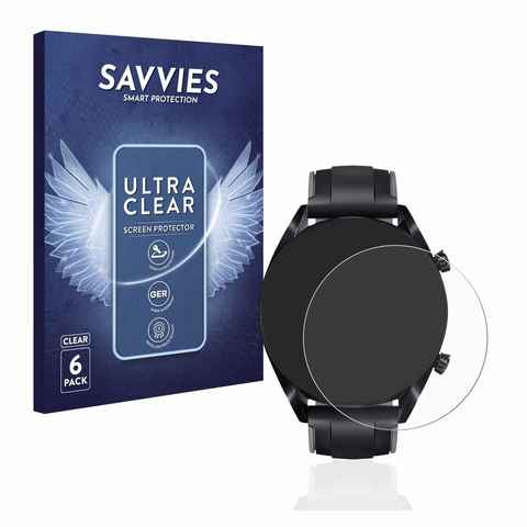 Savvies Schutzfolie für Huawei Watch GT 2 (46 mm), Displayschutzfolie, 6 Stück, Folie klar