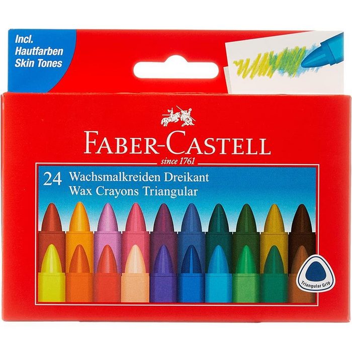 Faber-Castell Wachsmalstift 24er Etui dreikant Wachsmalkreide Malstift