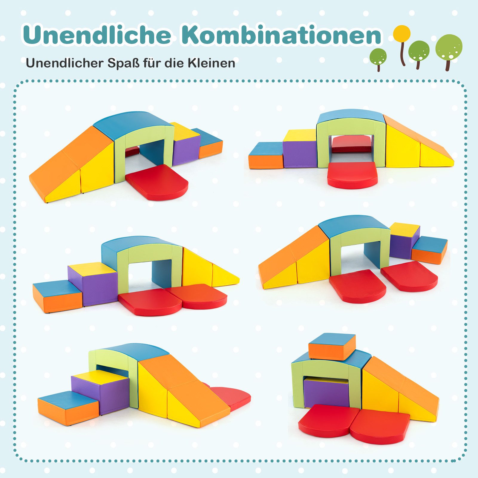 COSTWAY Spielbausteine, (6 St), Schaumstoffbausteine für Kinder ab 1 Jahr