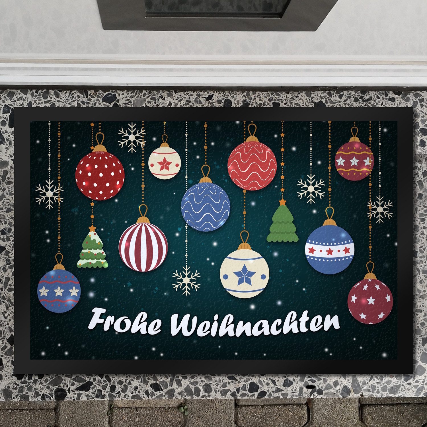 speecheese Fußmatte Frohe Weihnachten Fußmatte XXL mit Christbaumkugeln Mot günstig online kaufen