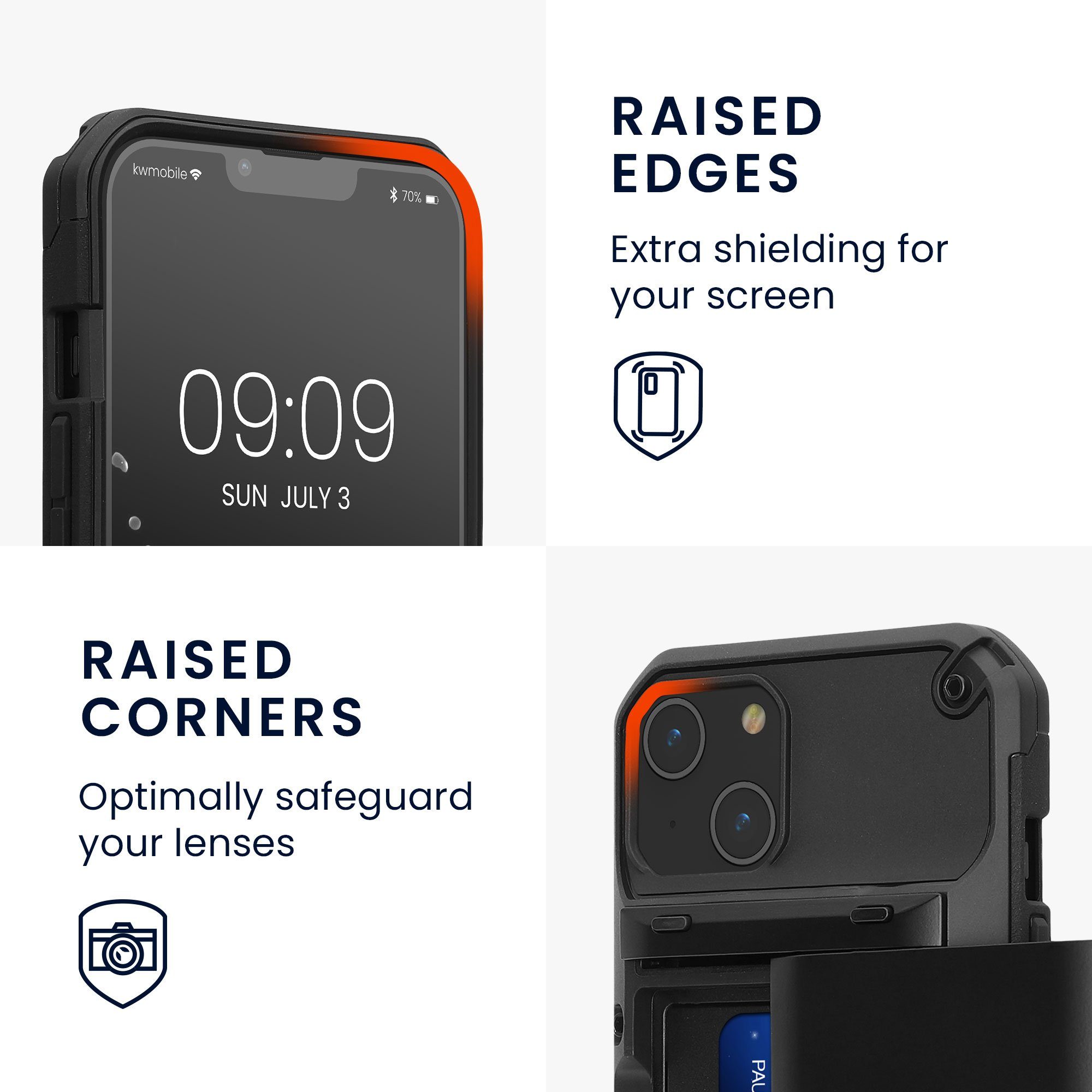 kwmobile Handyhülle Premium Handyhülle für Apple iPhone 14 Hülle, Smartphone Schutzhülle mit Kartenfach für bis zu 4 Karten