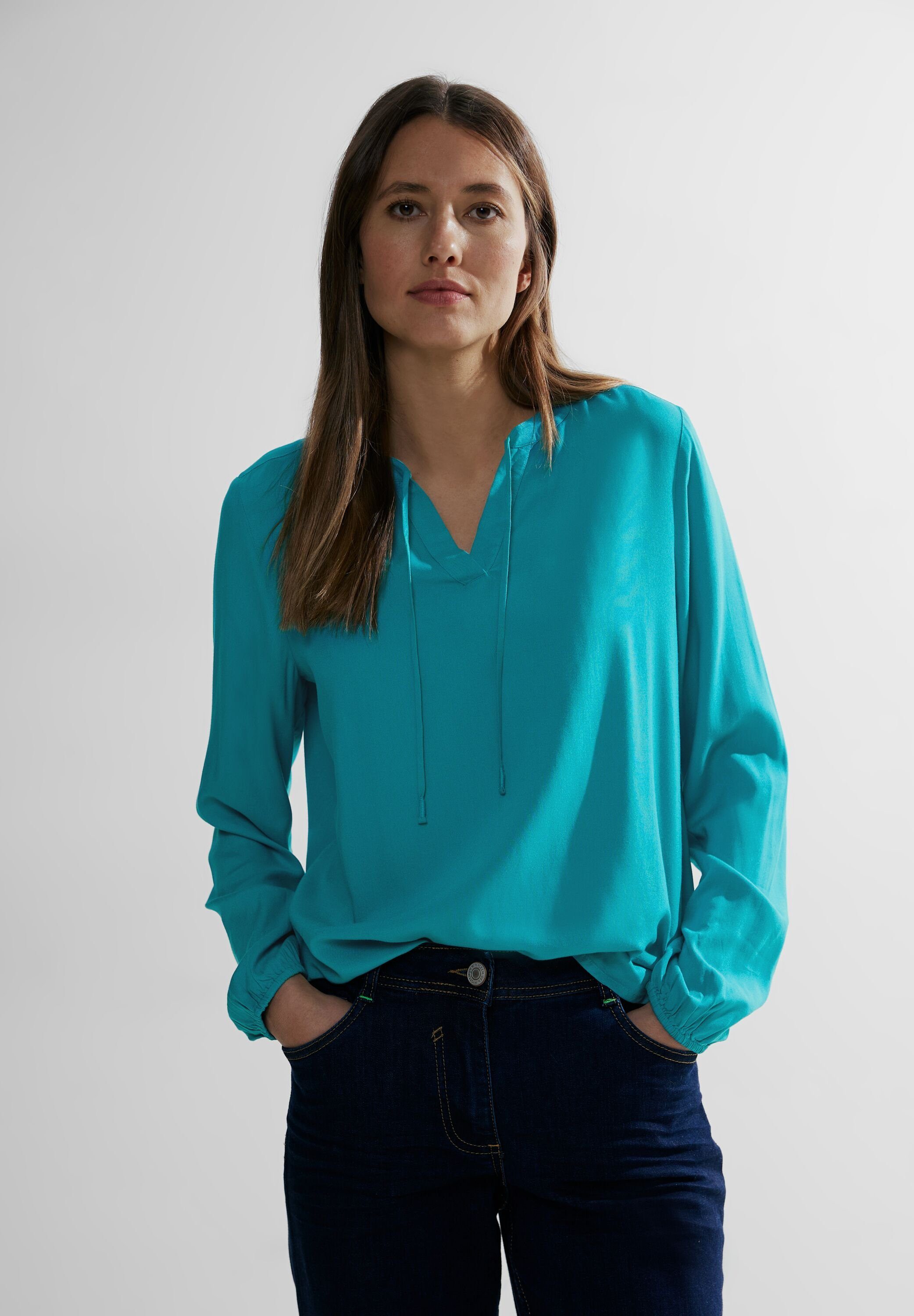 Cecil Klassische Bluse Cecil Tunika Bluse in Frosted Aqua Blue (1-tlg) Nicht Vorhanden