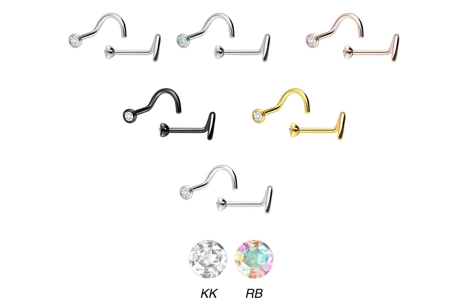 PIERCINGLINE Nasenpiercing Titan Nasenstecker Spirale KRISTALL günstig online kaufen