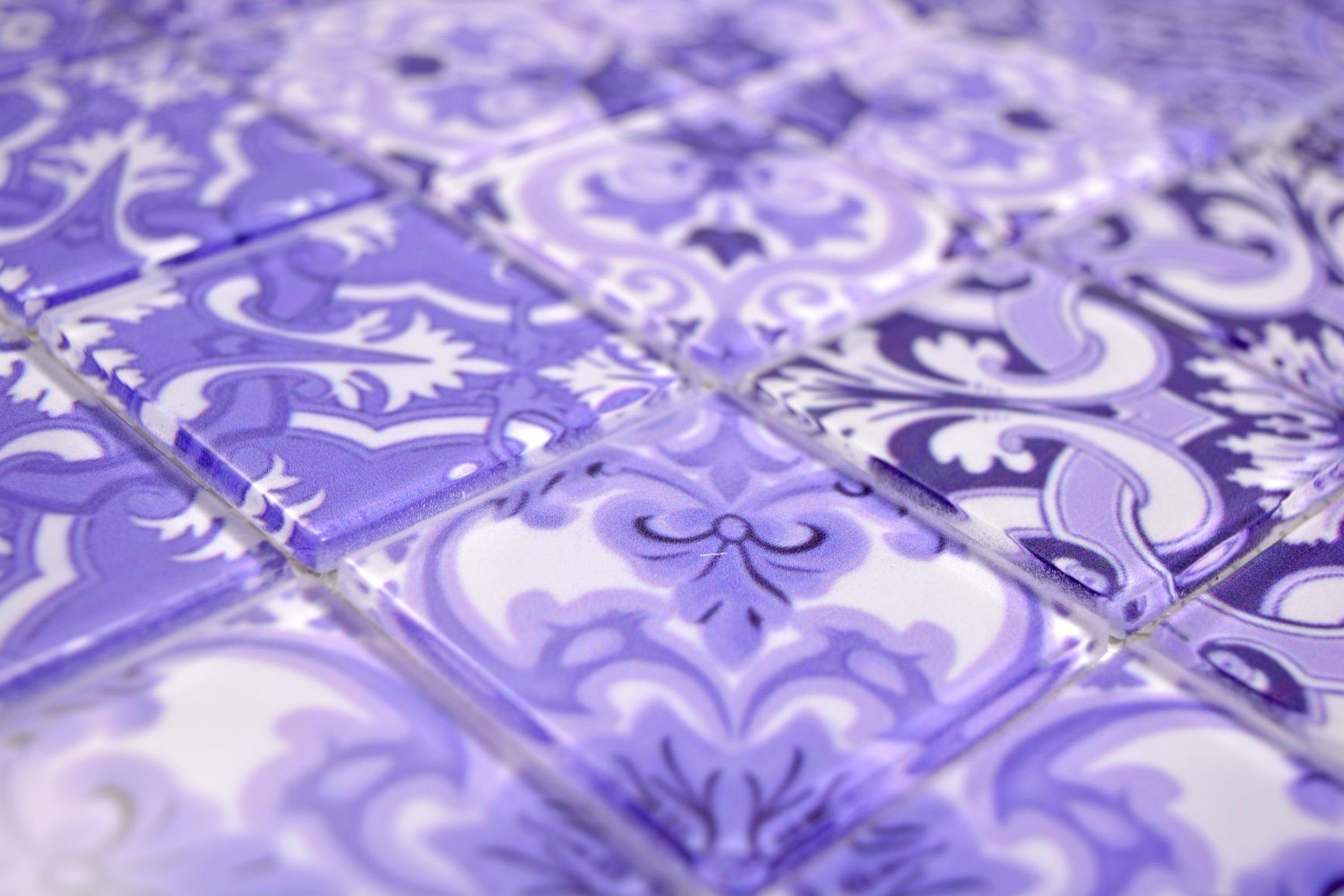 Mosani Wandfliese Vintage Glasmosaik Dekorative Mosaikfliesen lila violett, Retro Wandverkleidung