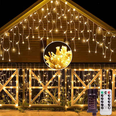 XIIW LED-Lichtervorhang »5/10/15m LED Eisregen Lichterkette Outdoor Außen Weihnachtsbeleuchtung«, 200-flammig, 31V,8 Lichtmodi,Wasserdicht Speicherfunktion,Außen Lichtervorhang