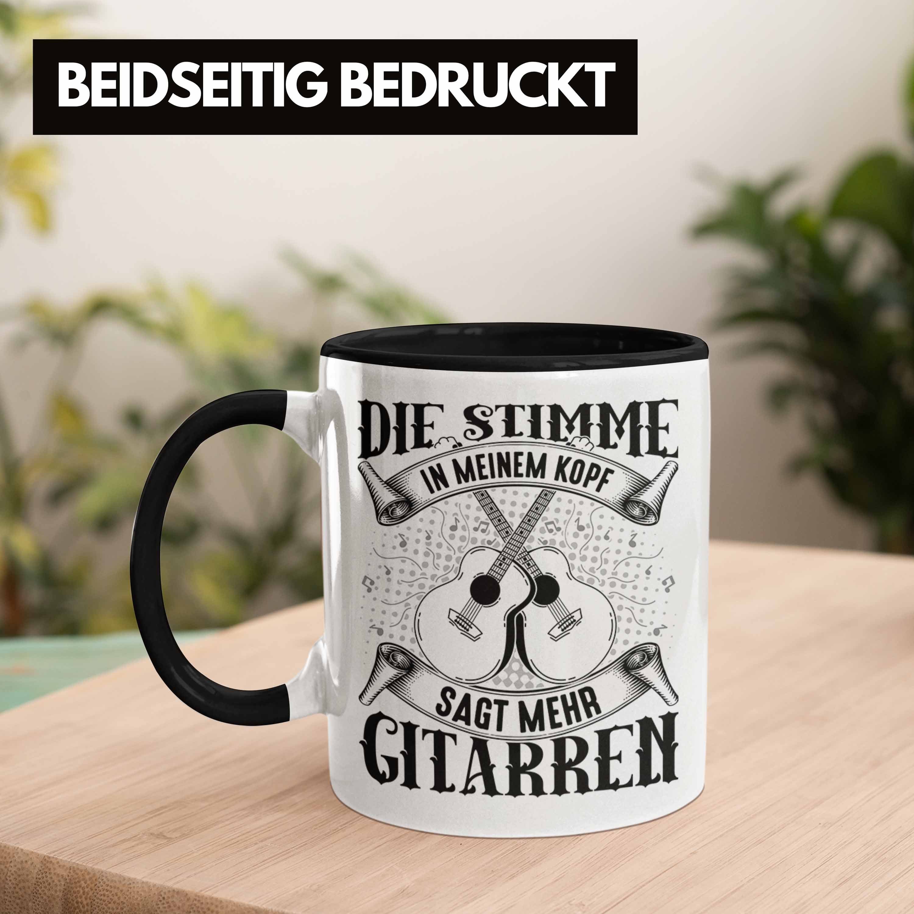 Geschenk Gitarre Tasse Gitarrenspieler Schwarz Kaffee-Bech Tasse Spruch Geschenkidee Trendation