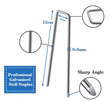 Homewit Erdnagel 3MM Bodennägel aus Stahl Bodenanker mit Handschuhen, Packung, 50-St., 30 MM Breit, 150 MM Lang