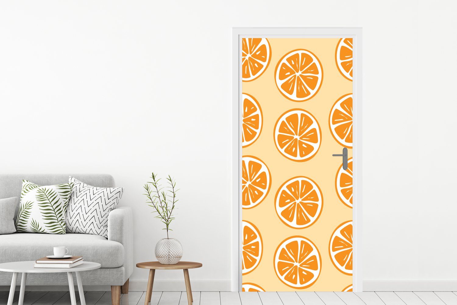 MuchoWow Türtapete Matt, (1 Orange für Tropisch, Tür, 75x205 Obst - - Türaufkleber, bedruckt, St), cm Fototapete
