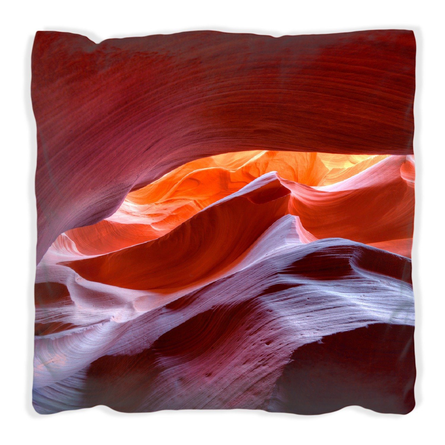 Wallario Dekokissen Antelop Canyon USA Kalksandsteingebirge in leuchtenden Farben, handgenäht