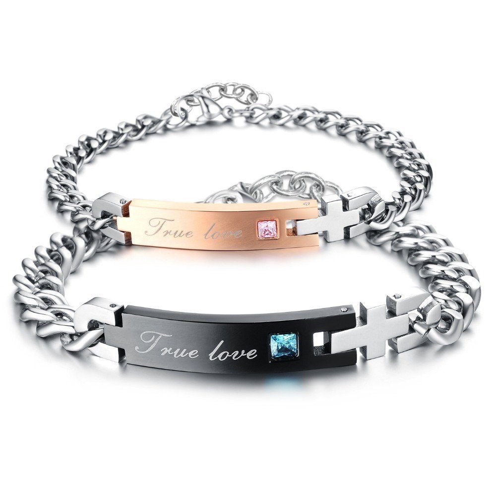 Kim Johanson Armband Set Partner Armband True Love Gold + Schwarz (Set, 2-tlg), Pärchen Schmuck mit Zirkonia