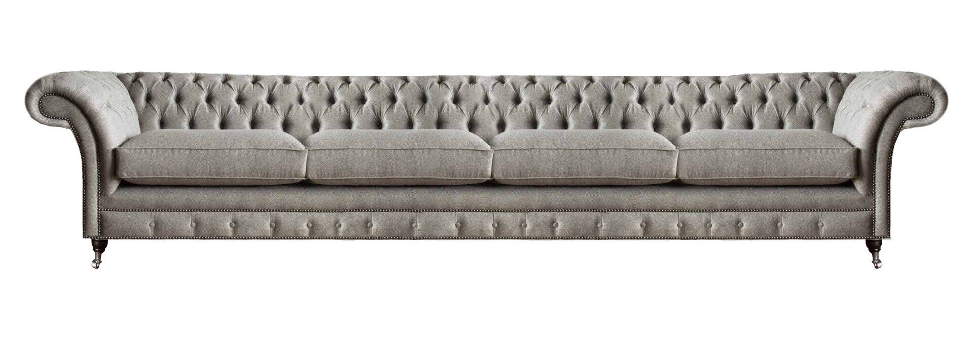 Chesterfield-Sofa Luxuriöses graues Sofa aus hochwertigem Textil mit Knopfdetails